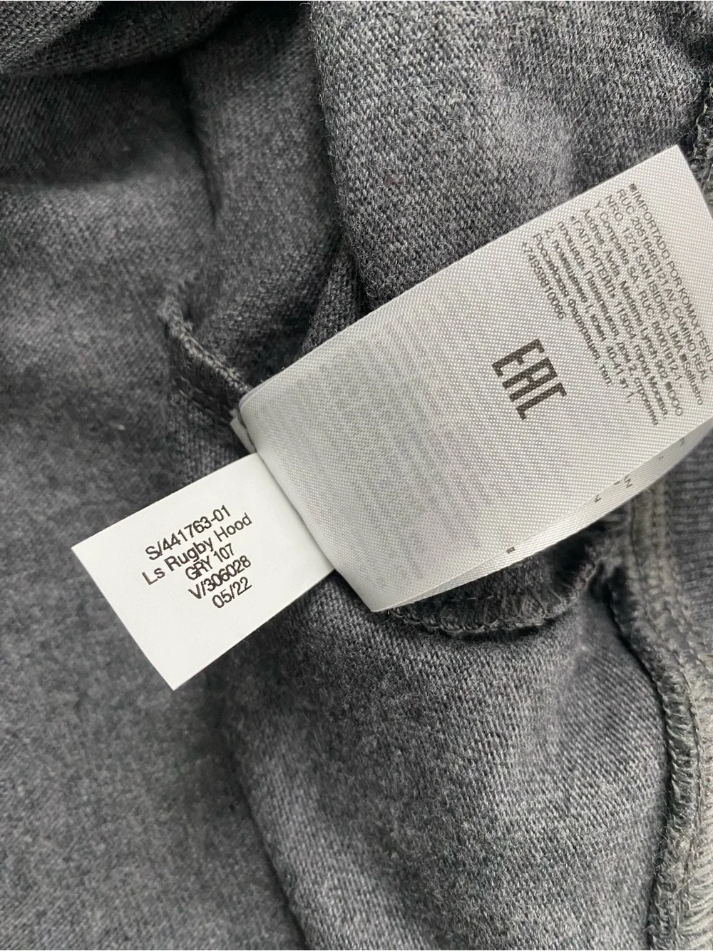 Banana Republic Rugby Long Sleeve Polo Hoodie | Chest Embroidery | Gray/Ivory